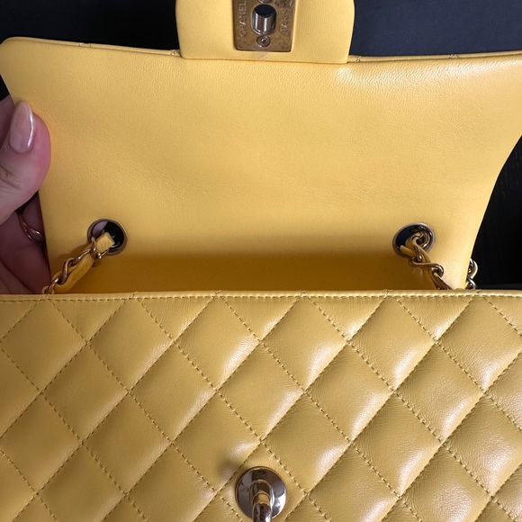 FULL SET - CHANEL Classic Rectangle Mini (Yellow with Champagne Gold HW) - Picture 14 of 17